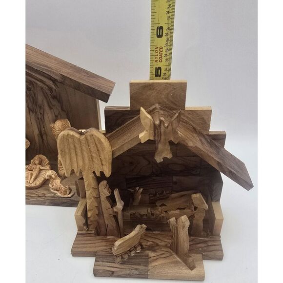 Lot of 3 Bethlehem Nativity Scene - Olive Wood Creshe Resin Israel - Picture 6 of 11